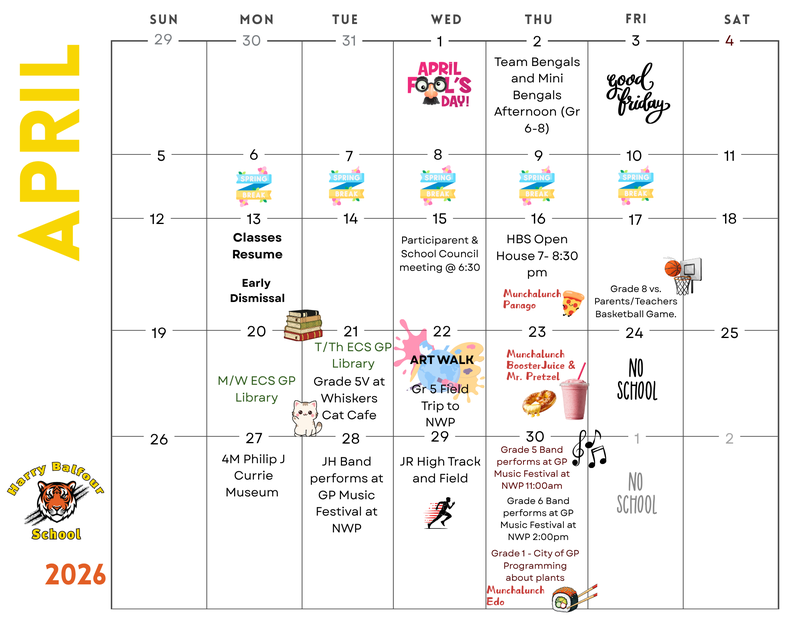 April 2026 HBS Calendar
