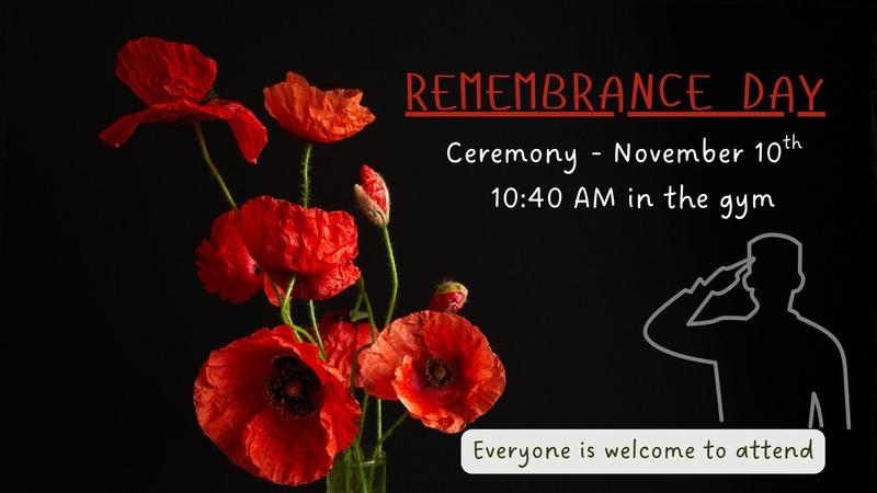 Remembrance Day Ceremony - November 10th at 10:40 am Featured Photo