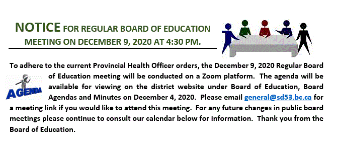 Notice for December 9, 2020 BOE meeting Featured Photo