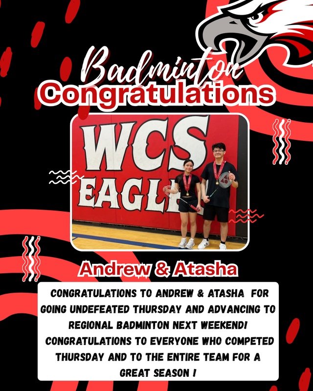 Congratulations to WCS Badminton players! Featured Photo