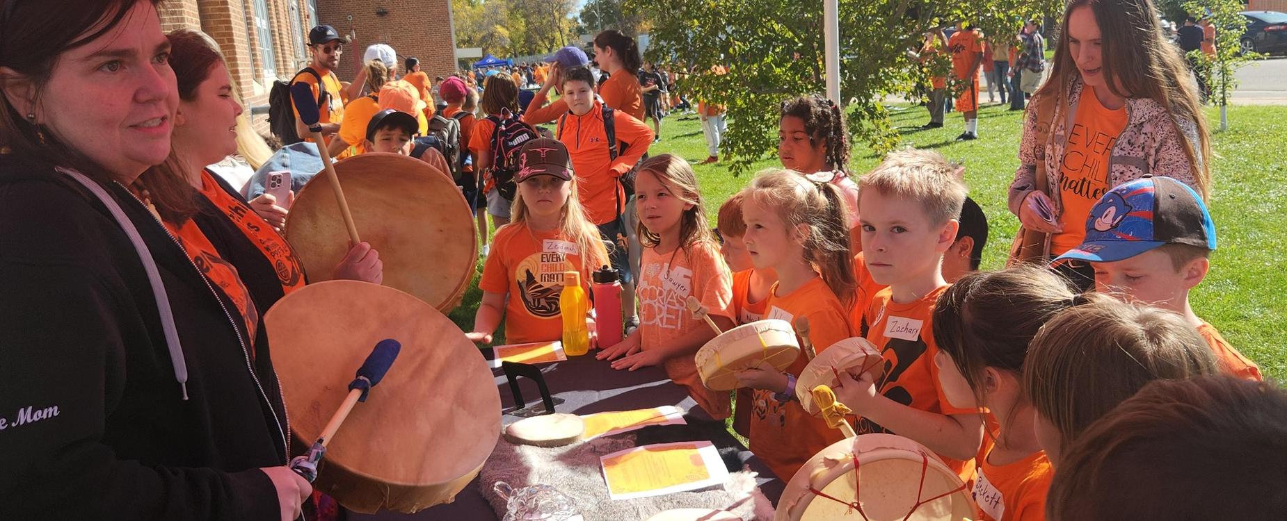 Truth and reconciliation events at MMS. Students were at the drumming station.