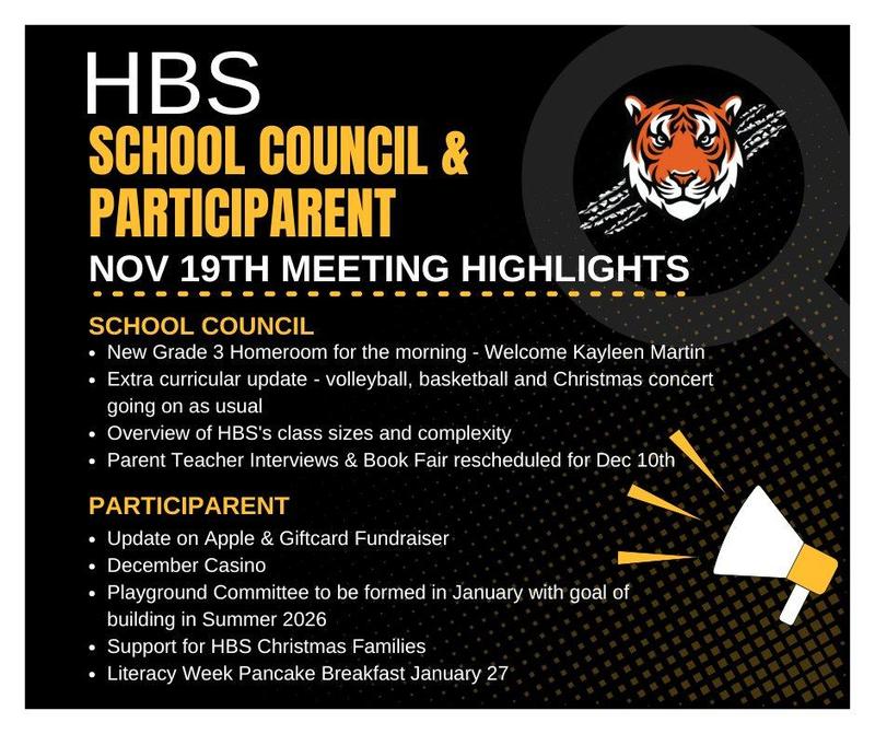 Meeting Highlights Thank you to everyone who attended our School Council & Participarent meeting on November 19th!