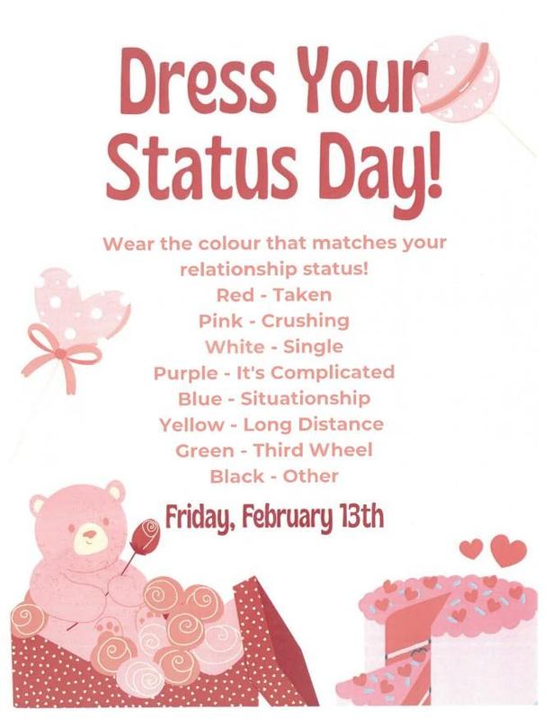 White background with red and pink fonts and pictures. Bottom left is a pink teddy bear holding a rose while sitting in a box of roses.Bottom right is a cake covered in hearts with a slice out of it.