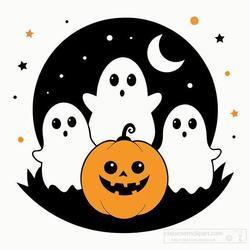 ghosts and pumpkin