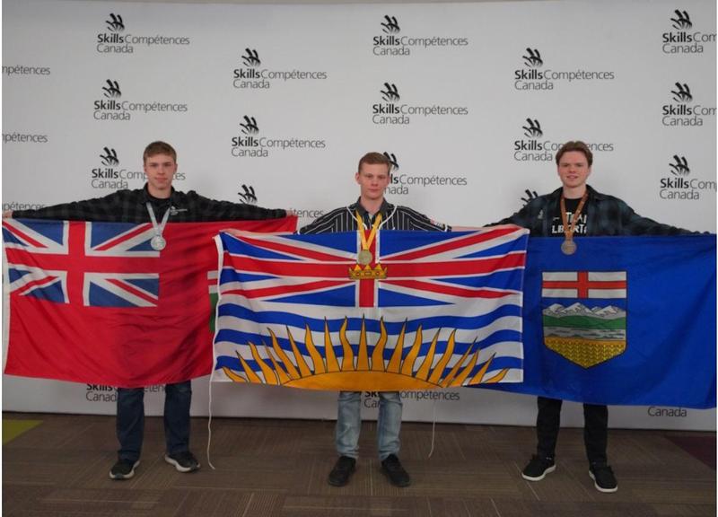 Students holding provincial flags
