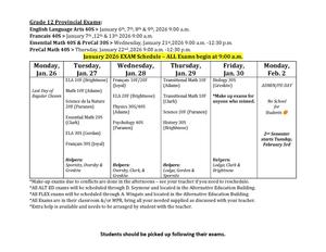 exam schedule