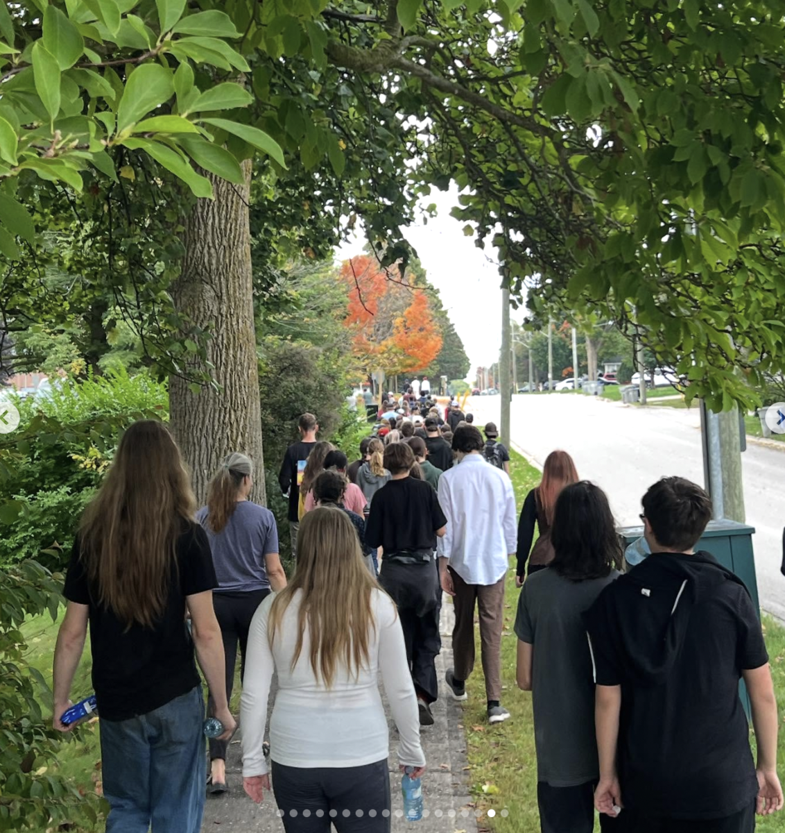 Students walking in the Terry Fox Walk