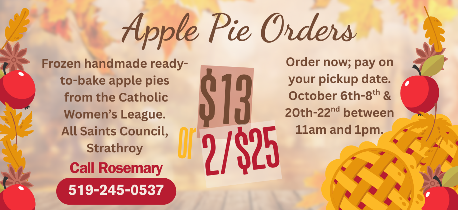 All Saints apple pie orders