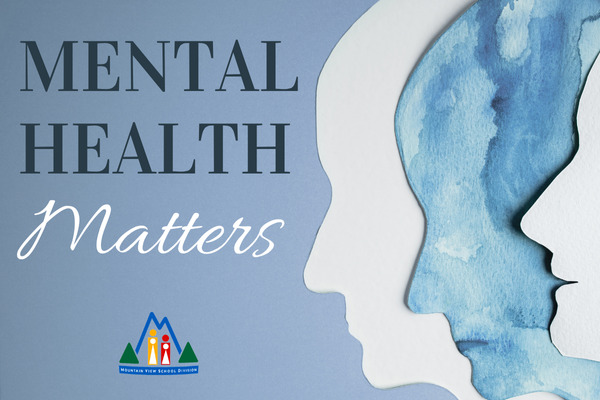 Mental Health Matters with 3 side profile silhouettes of faces.