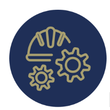 icon with construction helmet and gears