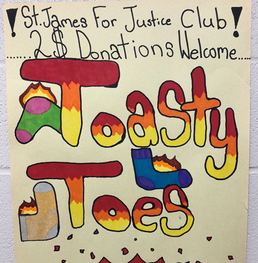 St. James Social Justice Club used a variety of avenues to advertise the ToastyToes Guelph campaign fundraiser.