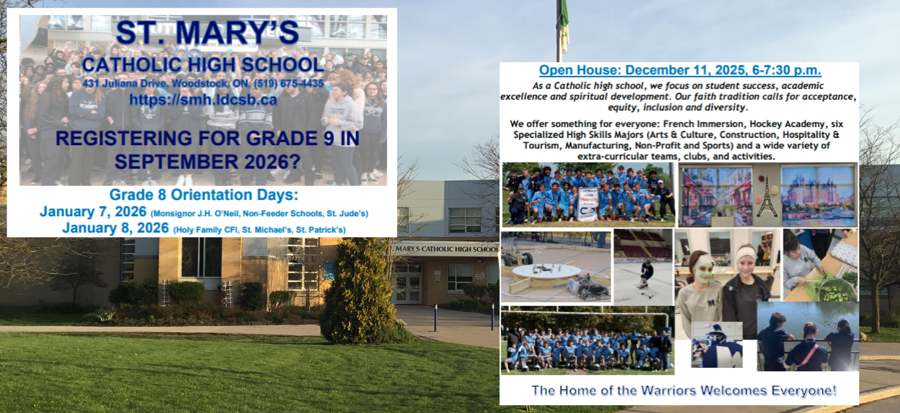 Grade 8 Orientation and Open House information and dates