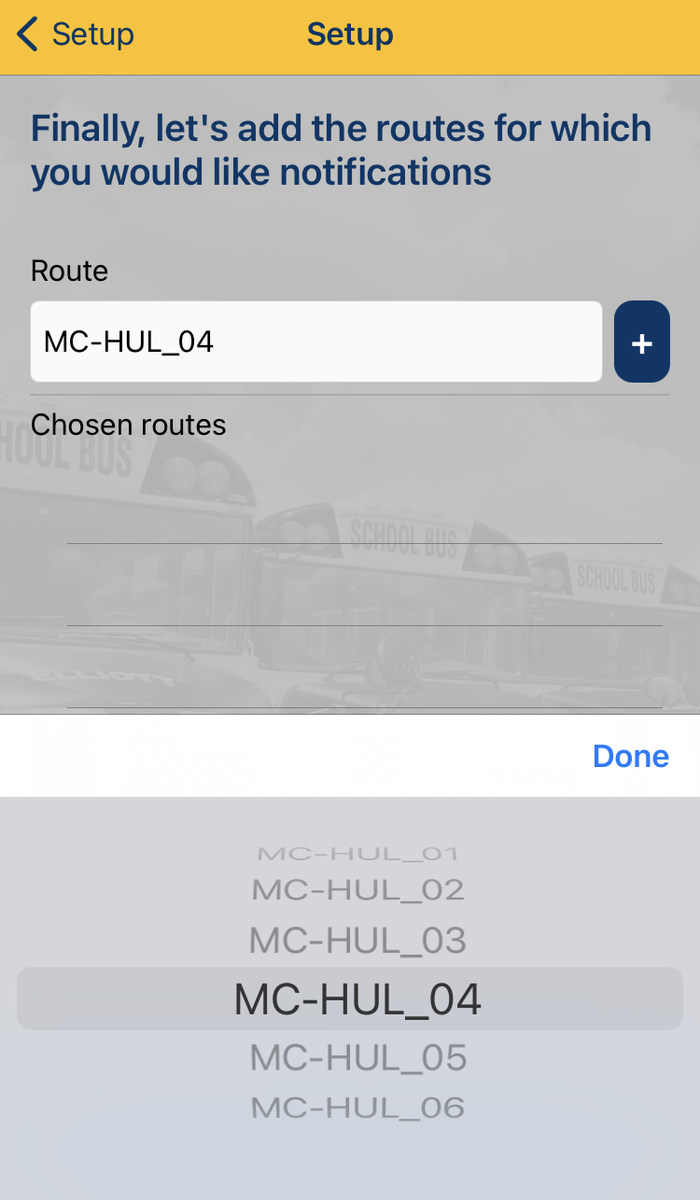 Screenshot from BusPlanner App showing route choices