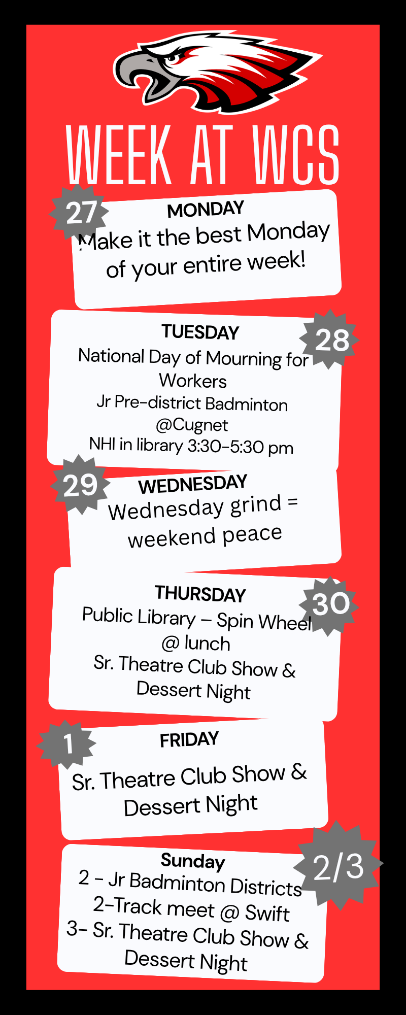 WCS Weekly Events April 27- May 3 Featured Photo