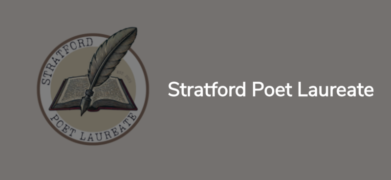 grey background text read Stratford poet laureate