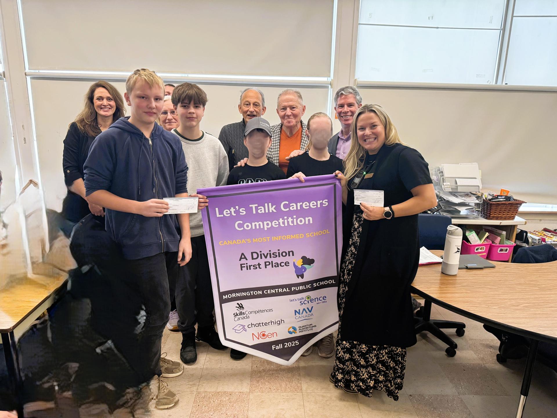 Group of Mornington Central PS students holding their Let's Talk Careers banner