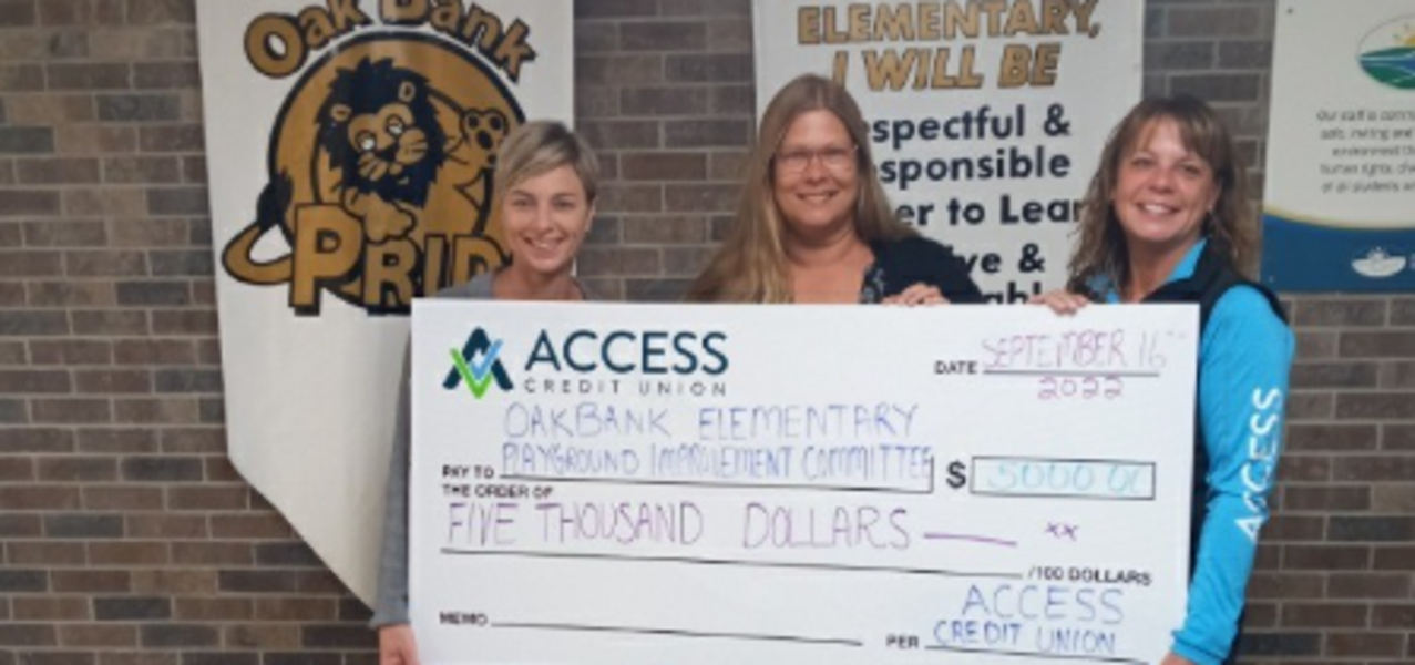 Thank you ACCESS Credit Union for your support of our Playground Project!