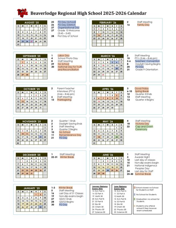 BRHS 2025-2026 School Calendar