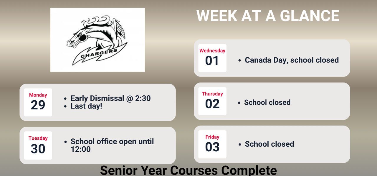 Week at a Glance, check calendar for details