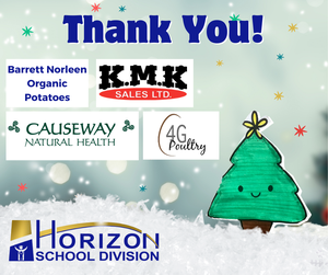 Thank you graphic featuring donor's logos. See horizonsd.ca/Christmas/ for full project details.