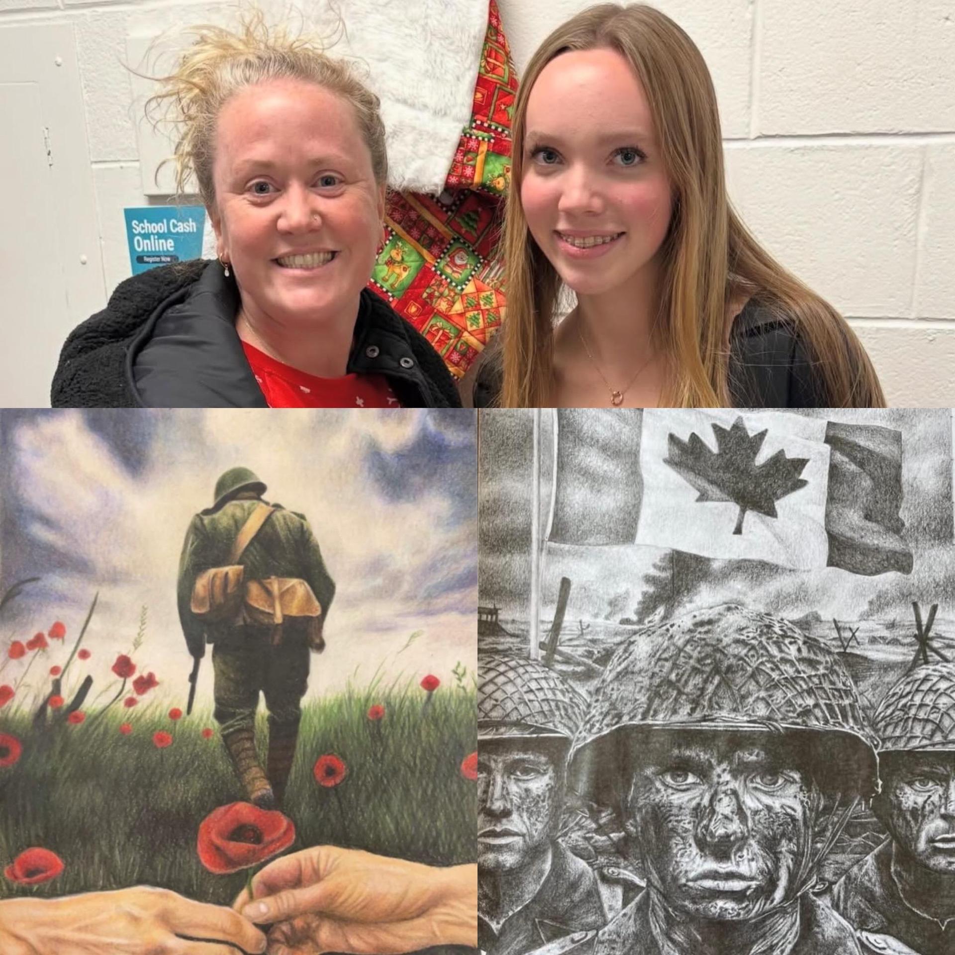 art student danika with her winning art work