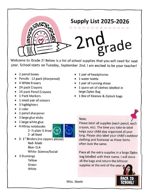 Grade 2 Supply List