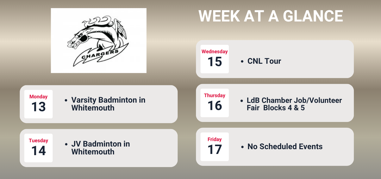 Week at a glance, go to calendar for more details