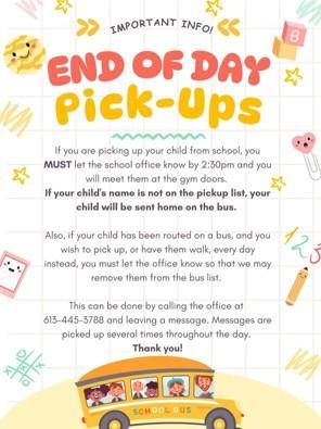 End of day pick up flyer