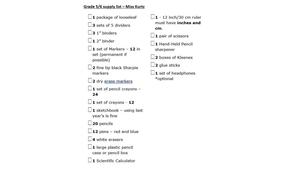 Grade 5/6 Supply List 2026/27