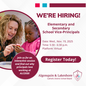 Recruitment campaign graphic for hiring Vice Principals