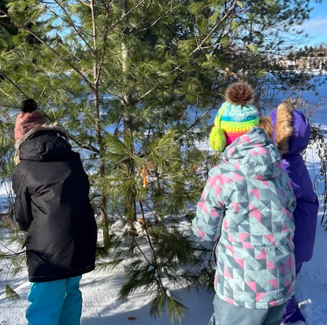 Students learning outdoors in the winter