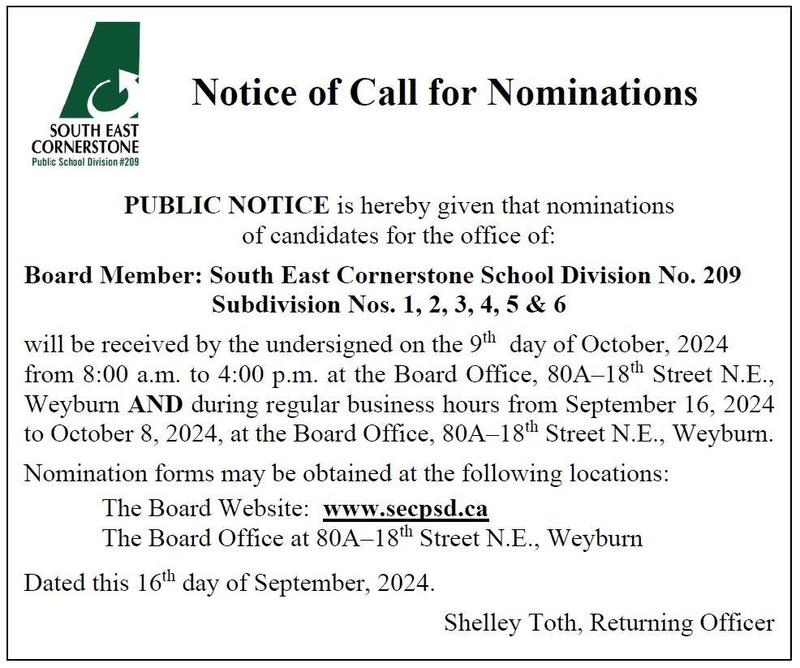 Notice of Call for Nominations