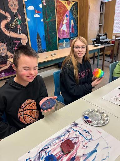 Students sitting at a table 