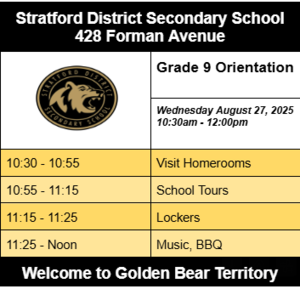 grade 9 orientation schedule