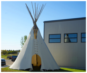 Image of a teepee at the Horizon School Division office.