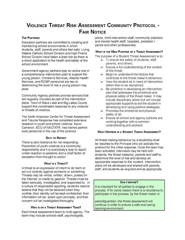Violence Threat Risk Assessment Community Protocol-Fair Notice Featured Photo