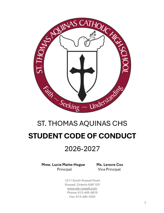 Student Code of Conduct Front Cover