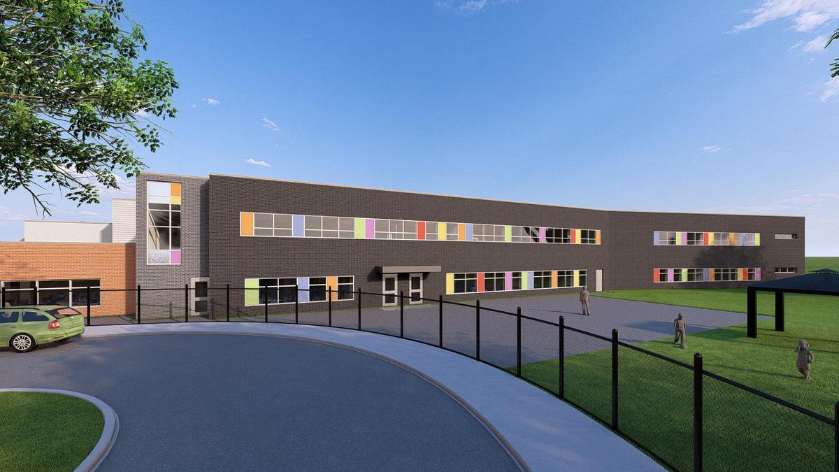 Rendering of exterior of St. Joseph Catholic School.