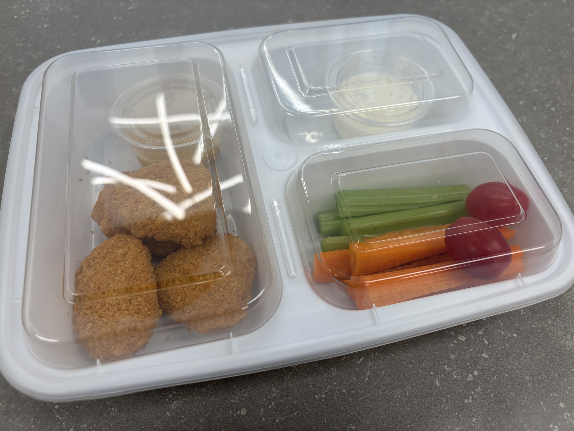 chicken nuggets with veggies