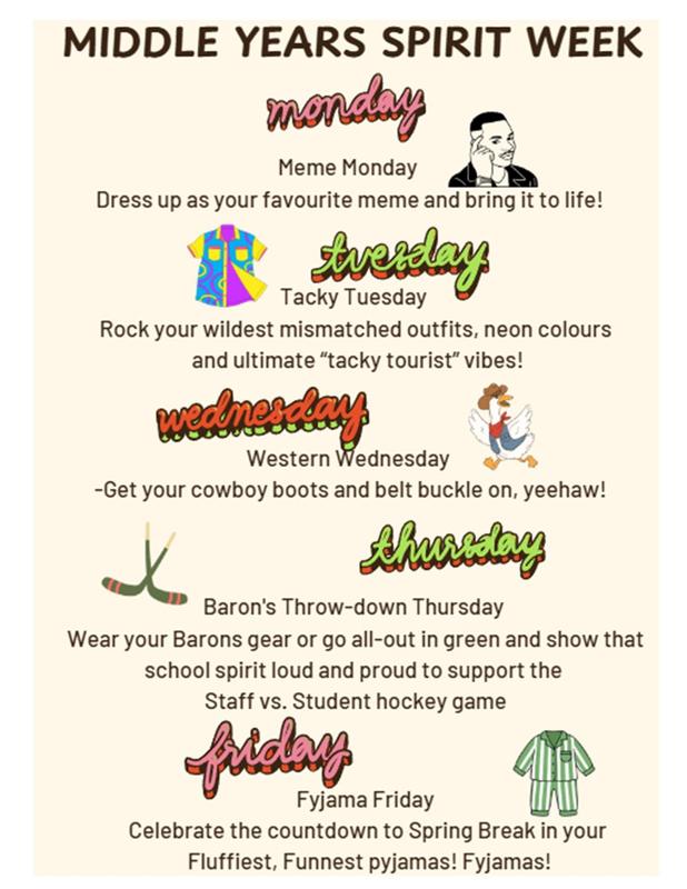 Middle Years Spirit Week March 23-27 Featured Photo
