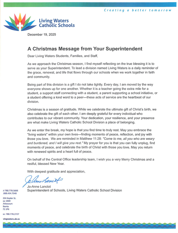 A Christmas Message from Your Superintendent