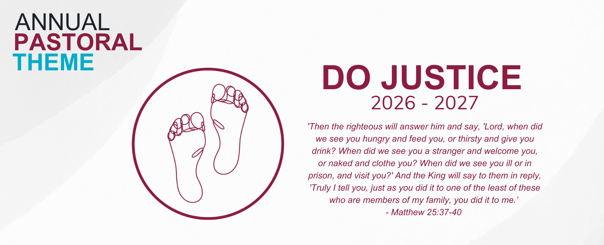 "Do Justice" as the 2026-27 Annual Pastoral Theme. Click image to visit Catholic Education webpage.