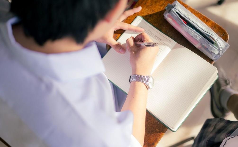 boy working on homework