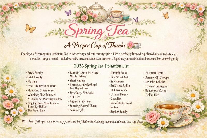 A list of businesses & individuals who supported the Spring Tea