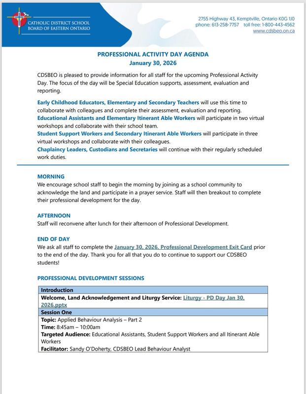 PA Day (Jan. 30, 2026) Agenda Featured Photo