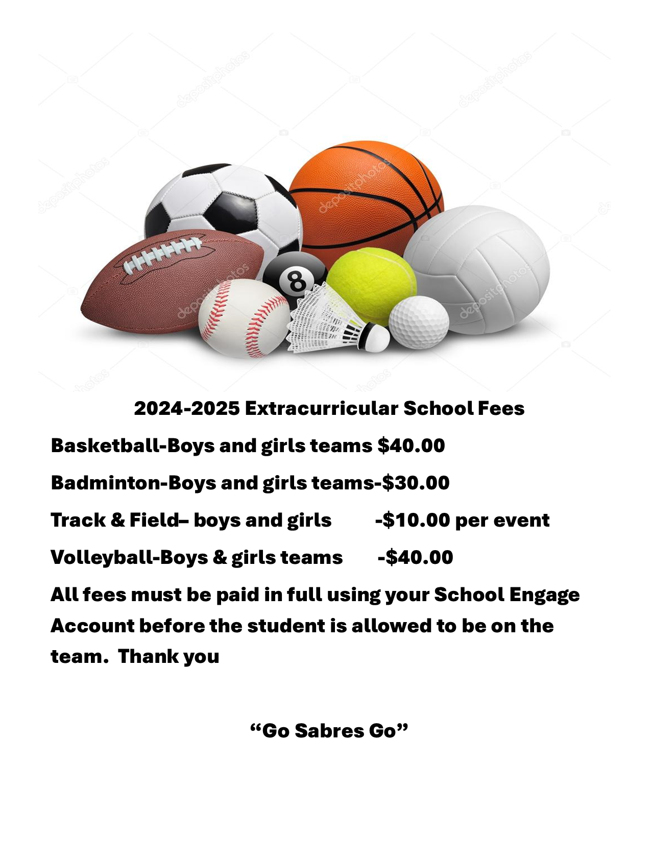 2024 2025 extracurricular fee schedule parents st clement catholic