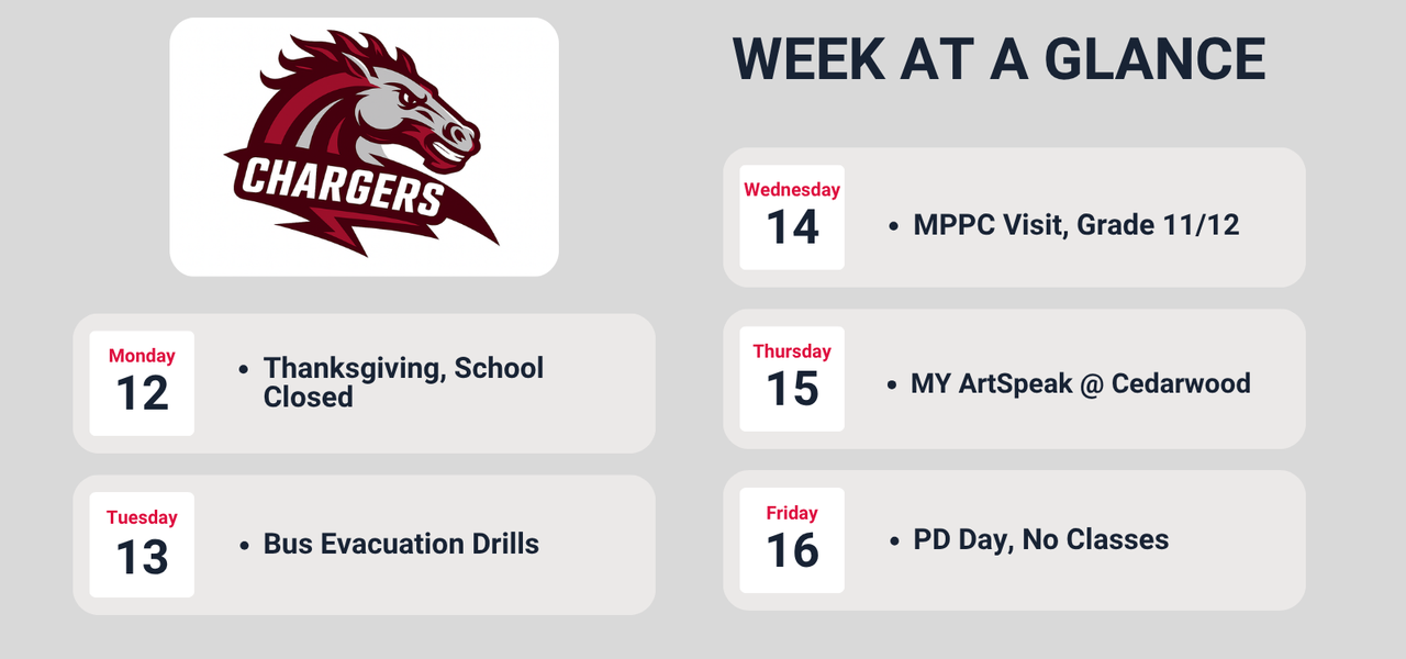 Week at a glance, details in calendar