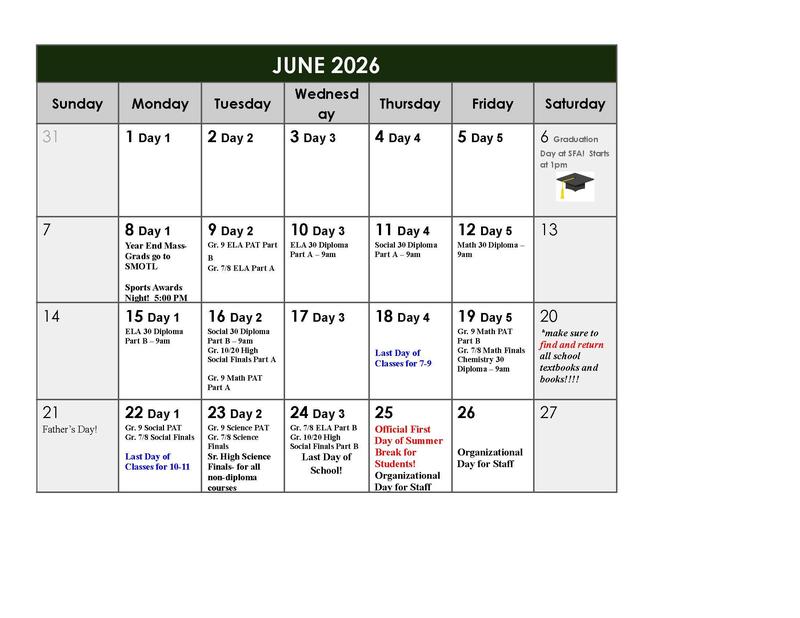 New June 2026 Final Exam Schedule Featured Photo