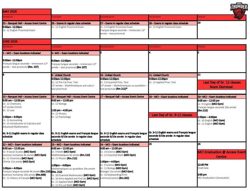 Exam Schedule