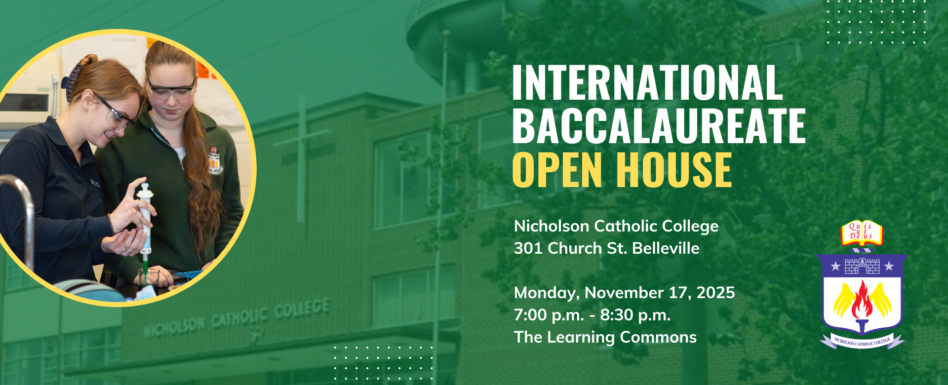 Promotional graphic for the IB Open House